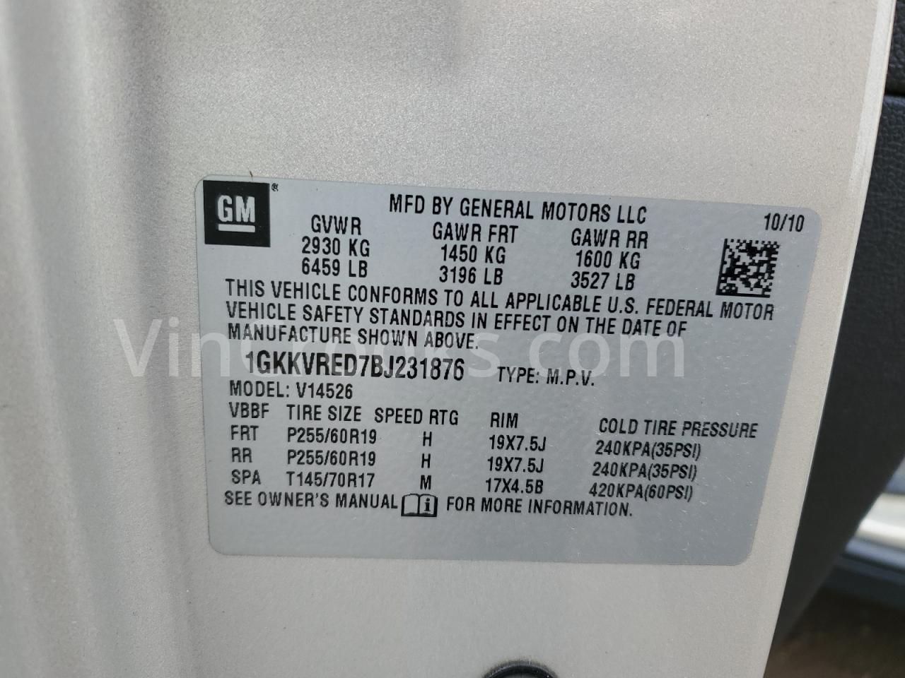 1GKKVRED7BJ231876