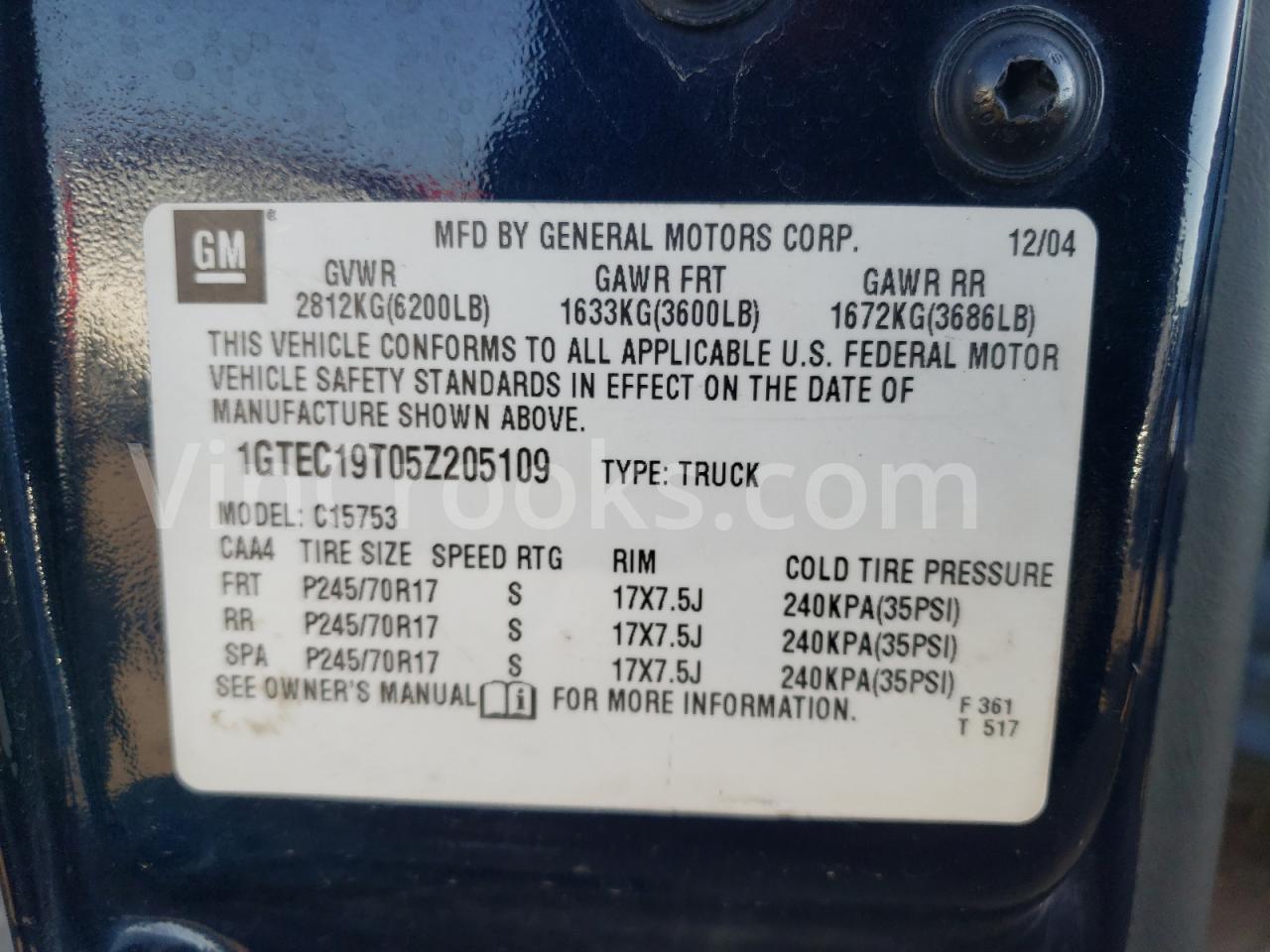 1GTEC19T05Z205109