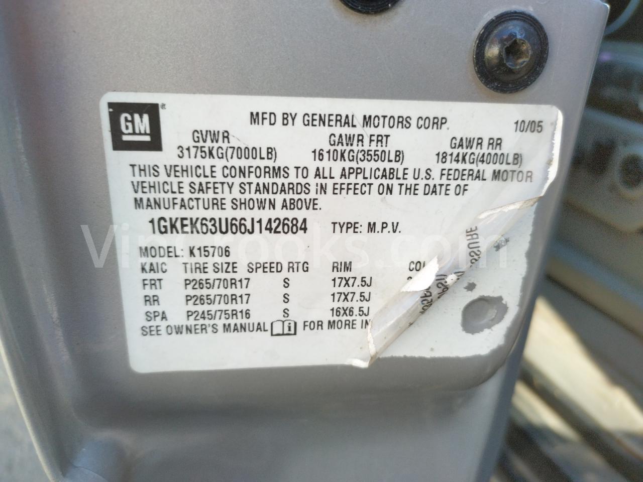 1GKEK63U66J142684