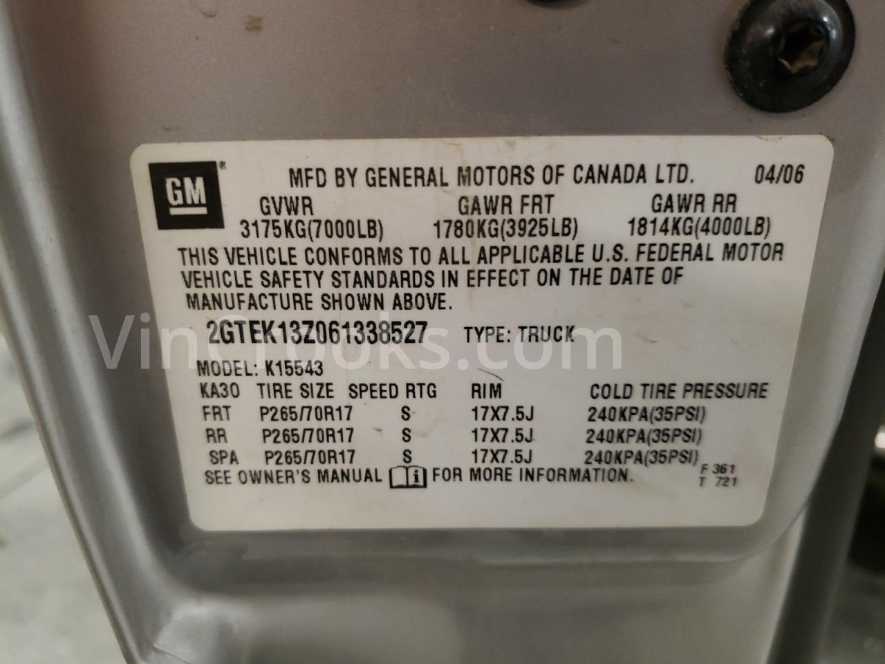 2GTEK13Z061338527