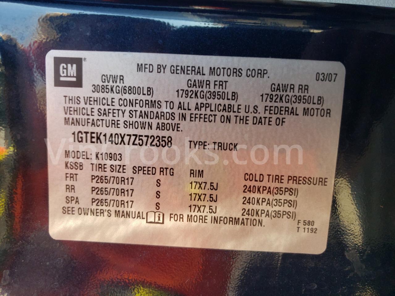 1GTEK140X7Z572358