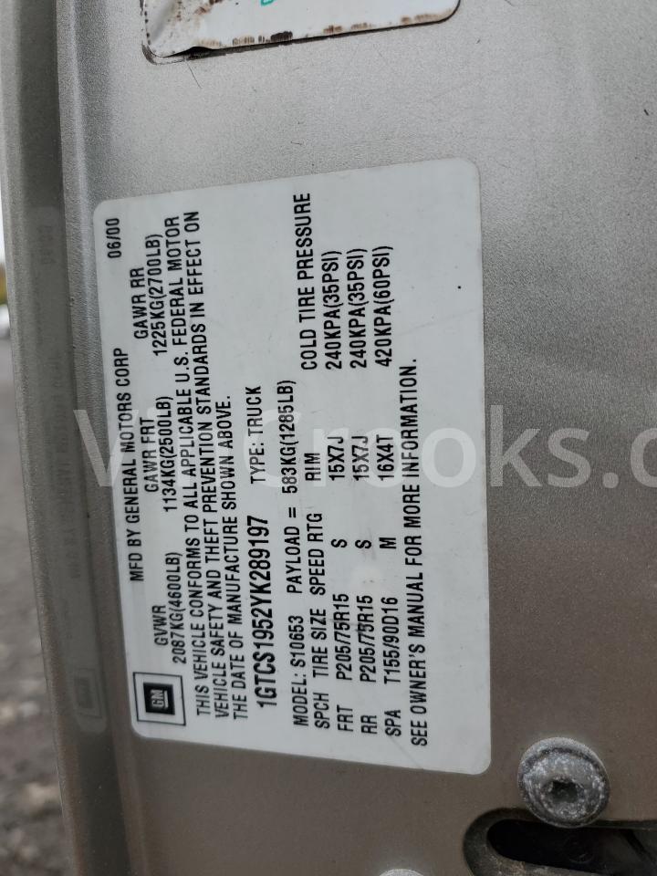 1GTCS1952YK289197