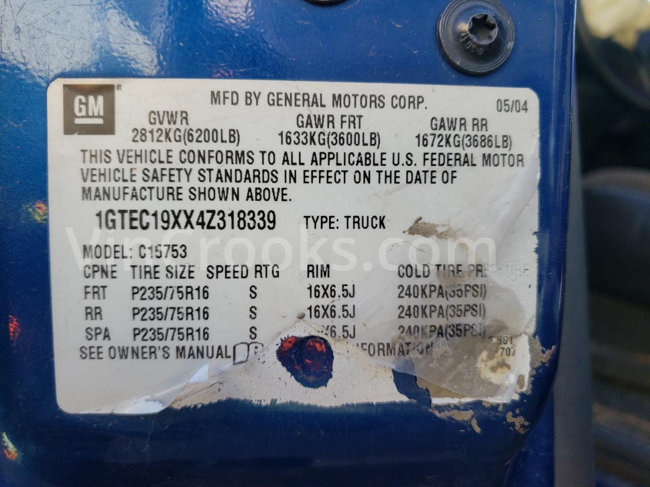1GTEC19XX4Z318339