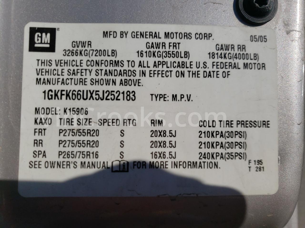 1GKFK66UX5J252183