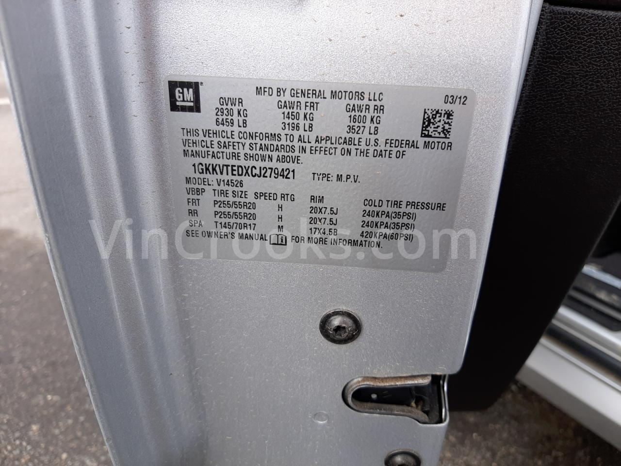 1GKKVTEDXCJ279421