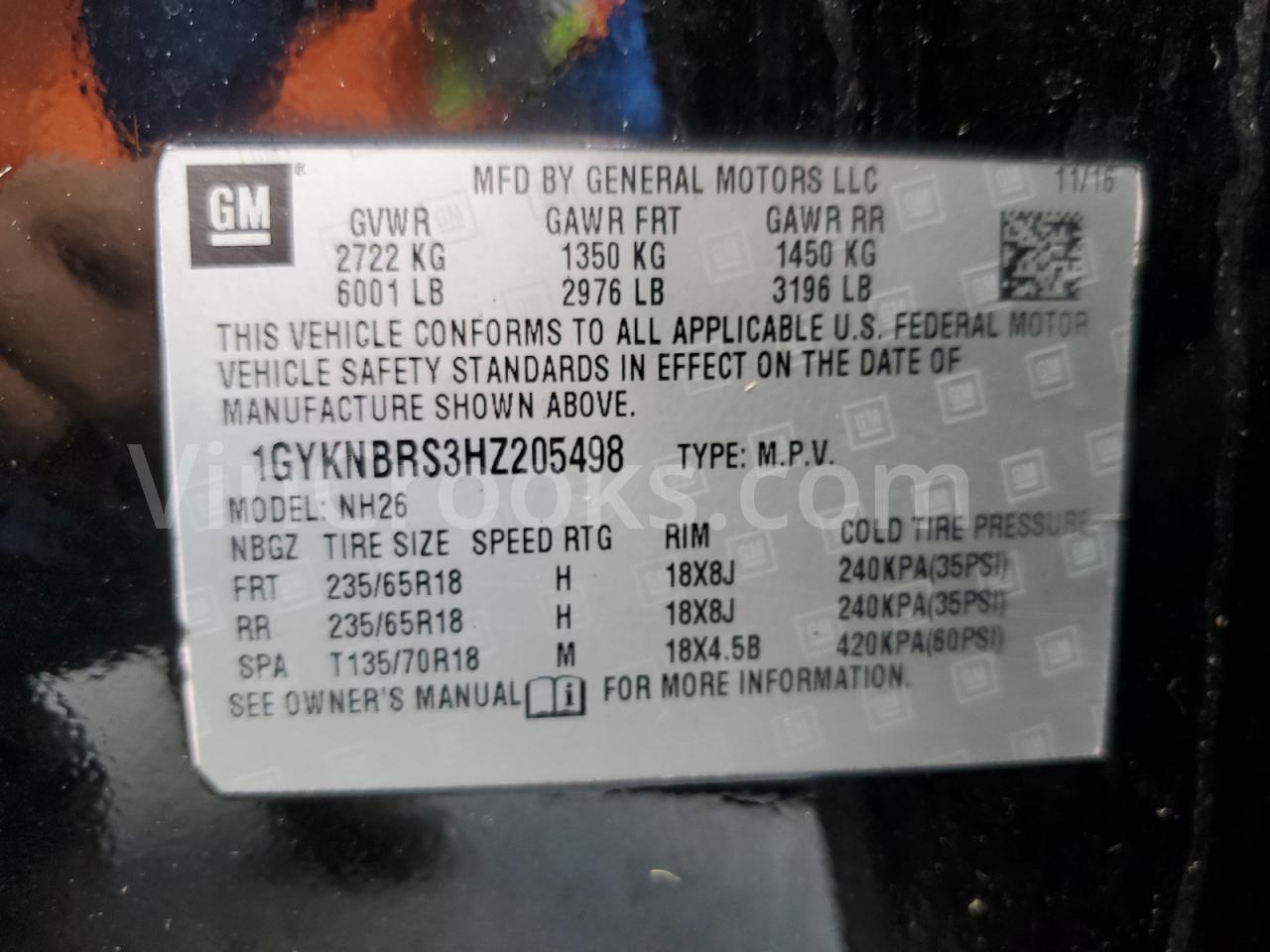 1GYKNBRS3HZ205498