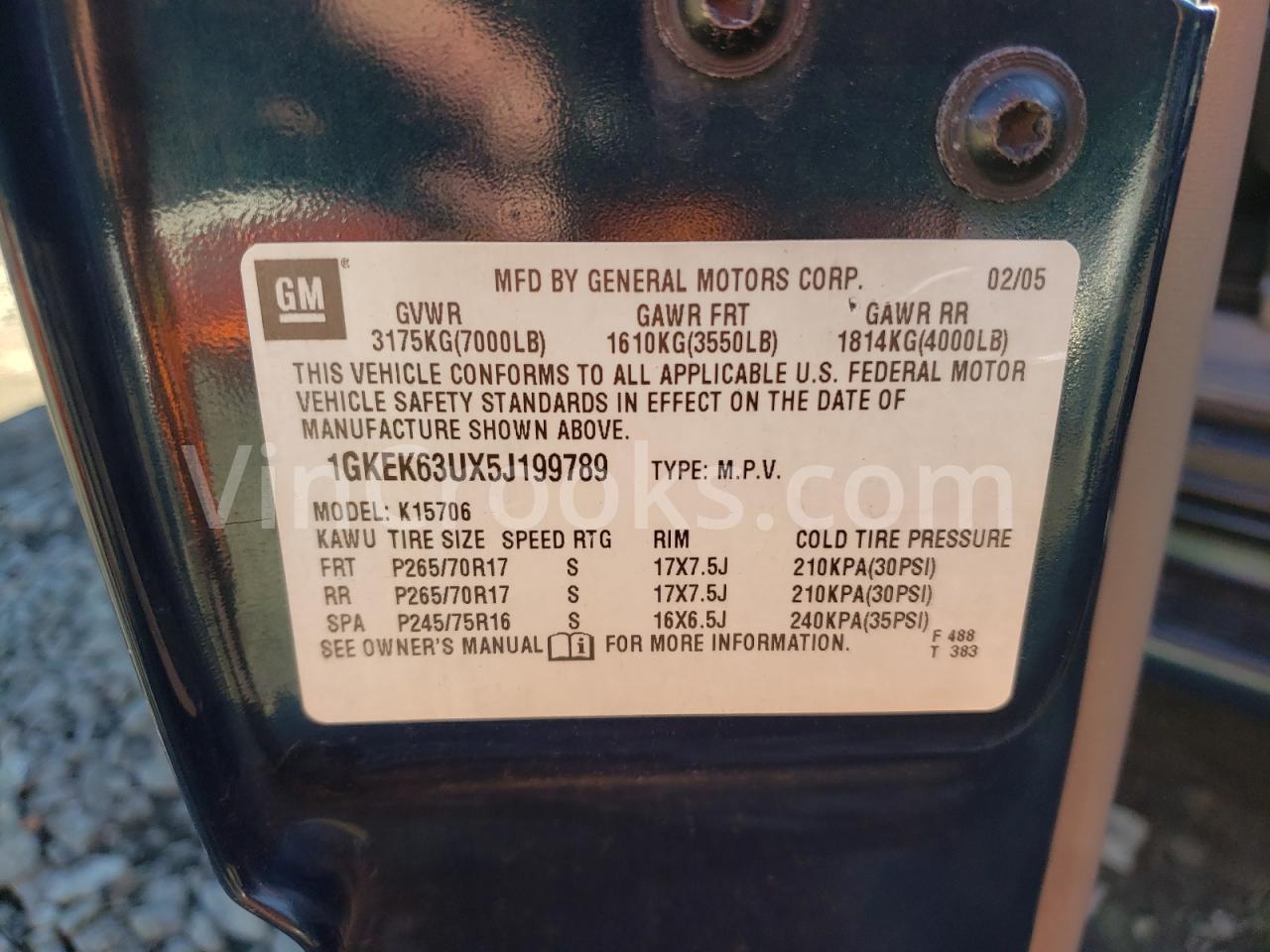 1GKEK63UX5J199789