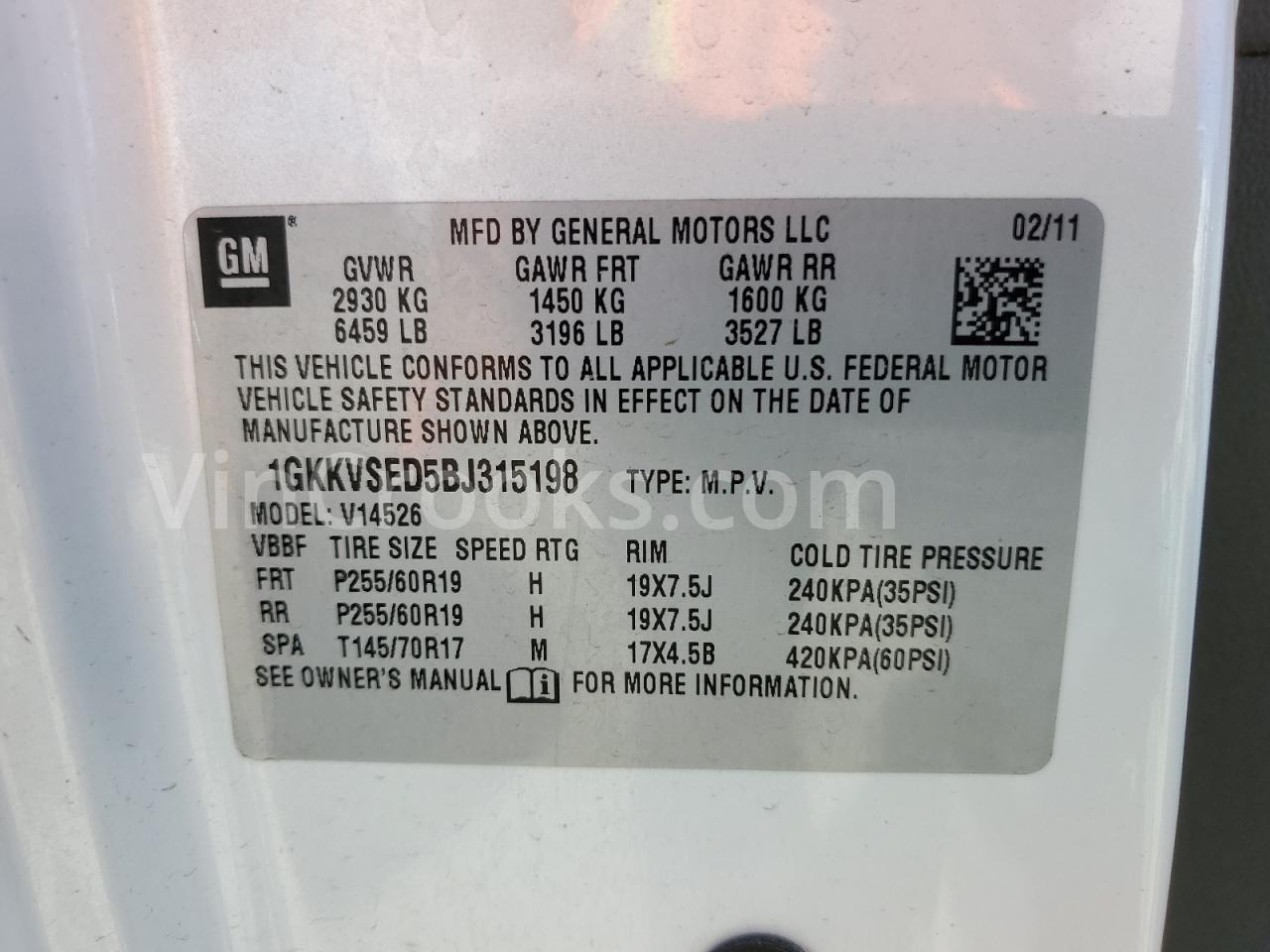 1GKKVSED5BJ315198