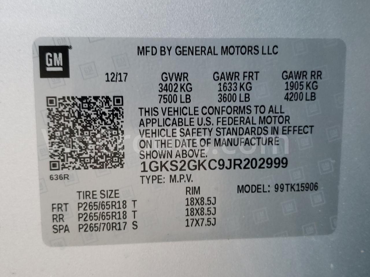 1GKS2GKC9JR202999