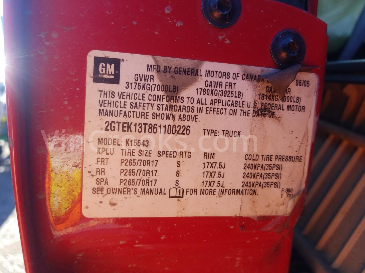 2GTEK13T861100226