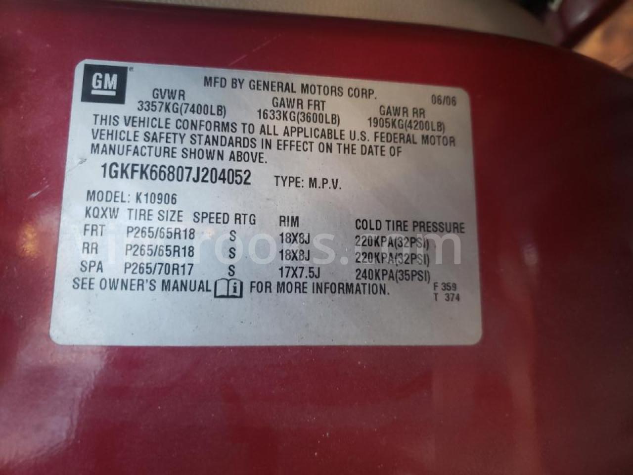 1GKFK66807J204052