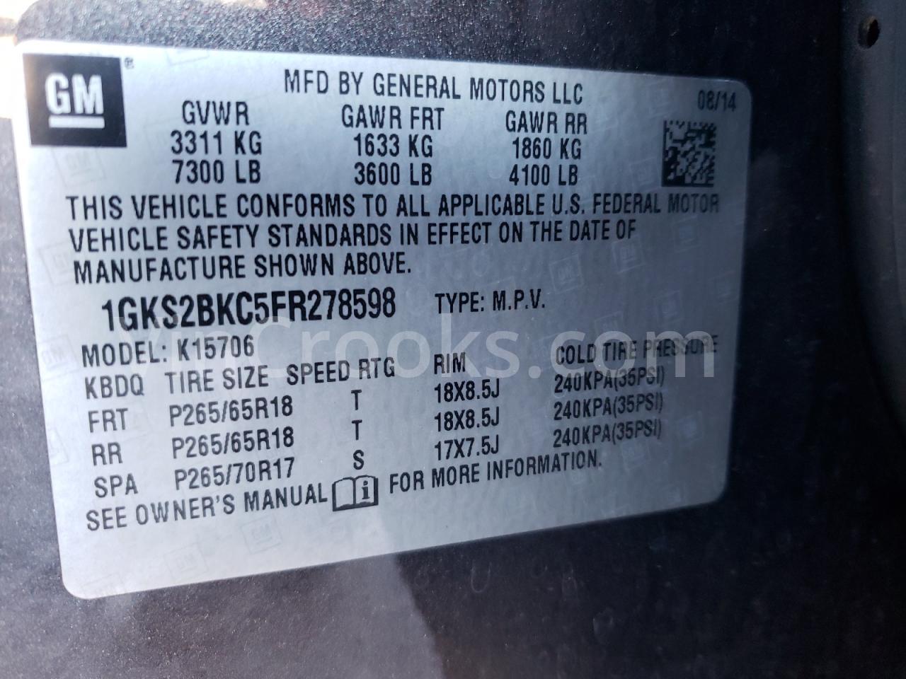 1GKS2BKC5FR278598