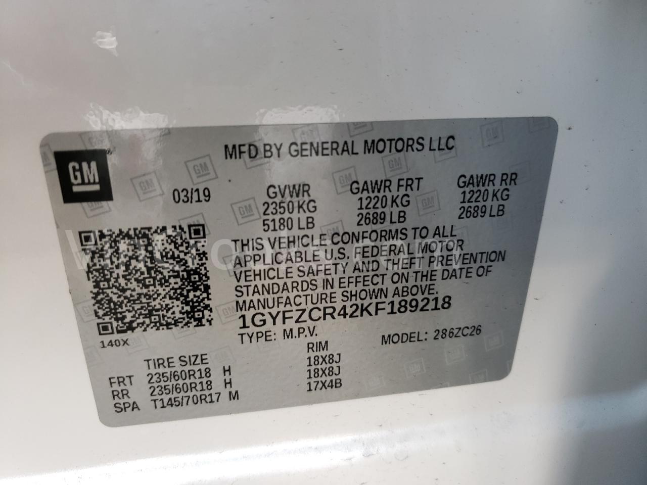 1GYFZCR42KF189218