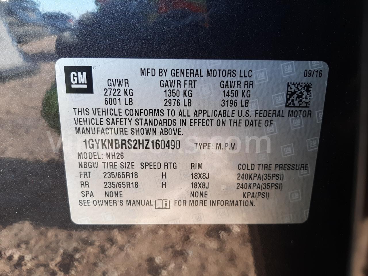 1GYKNBRS2HZ160490
