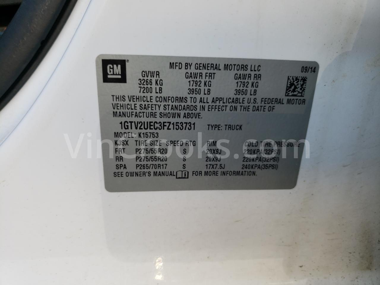 1GTV2UEC3FZ153731