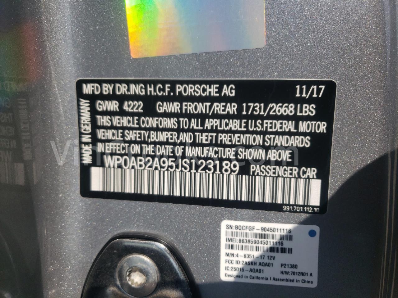 WP0AB2A95JS123189