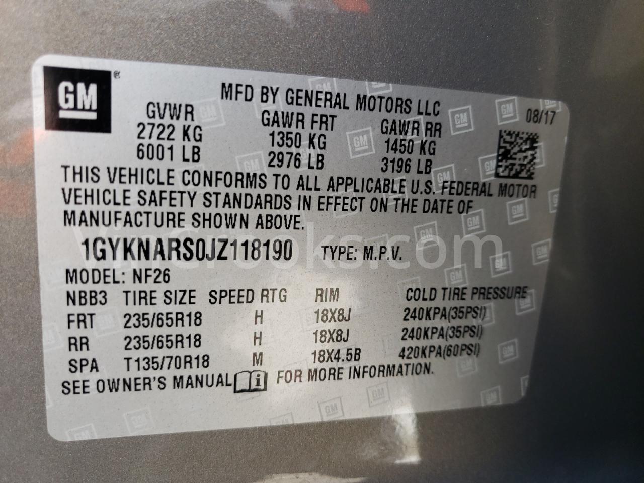1GYKNARS0JZ118190