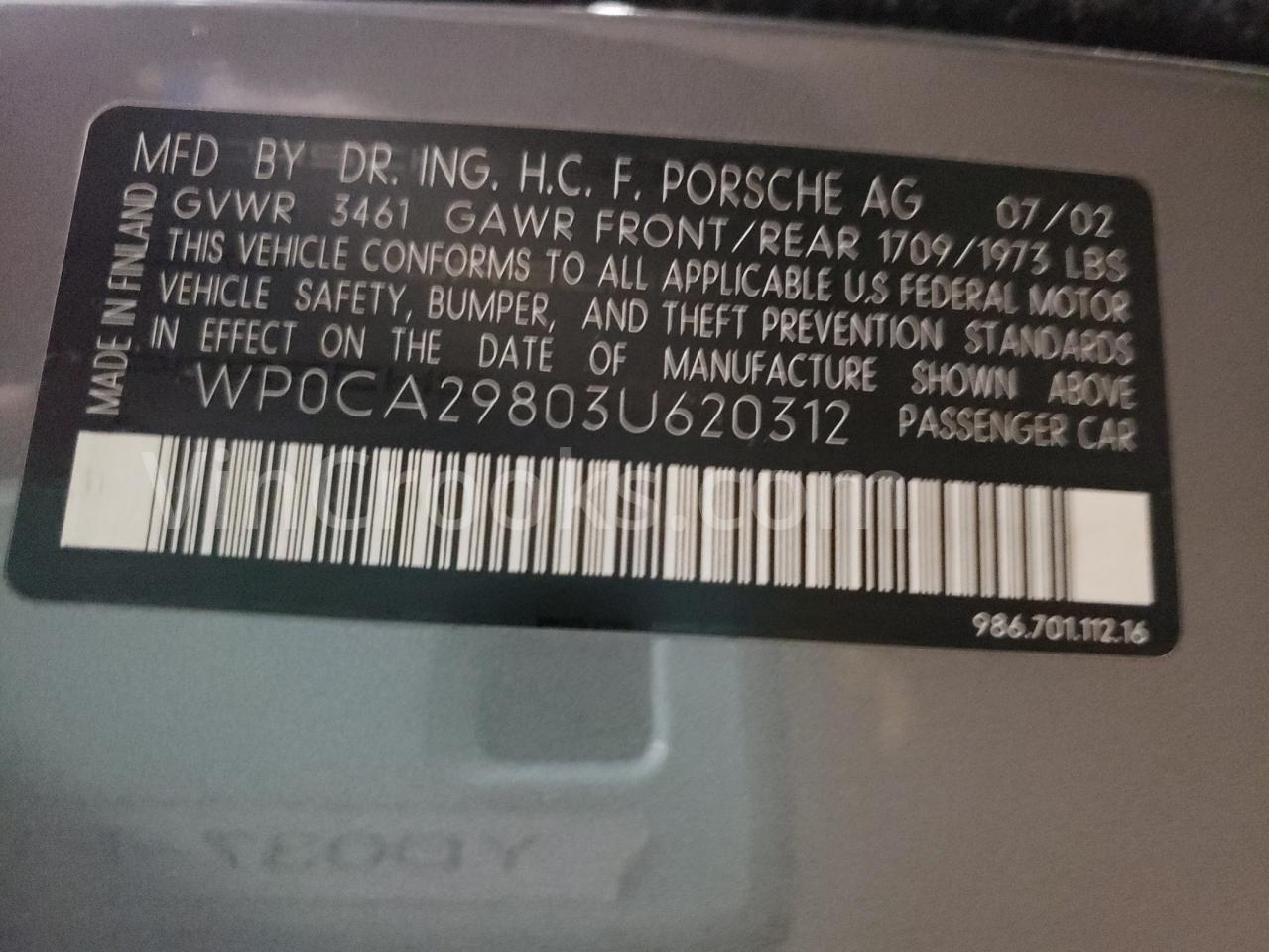 WP0CA29803U620312
