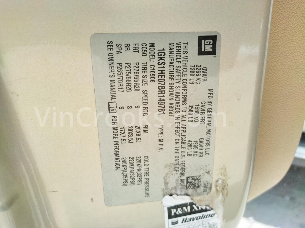 1GKS1HE07BR149781