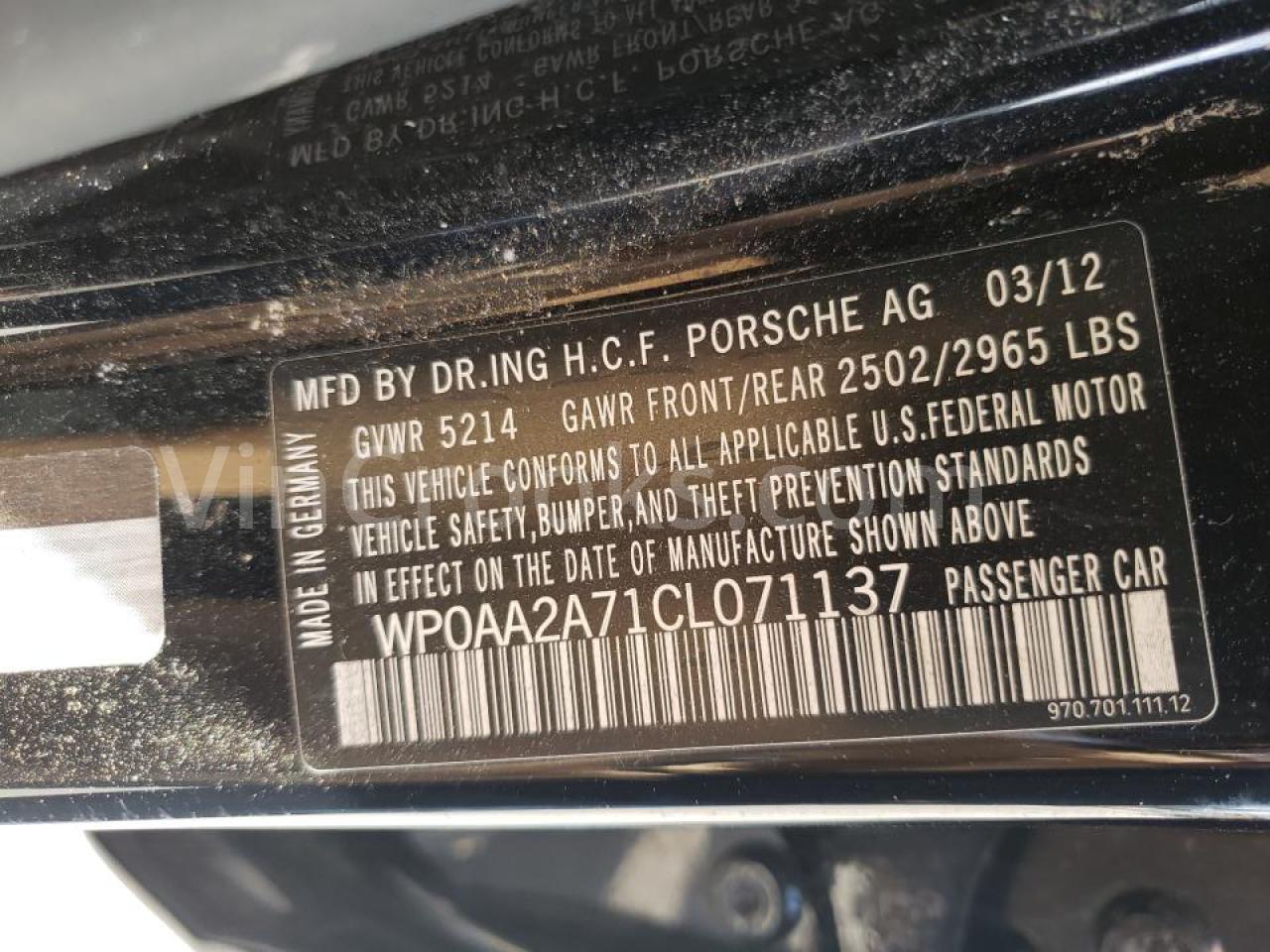 WP0AA2A71CL071137