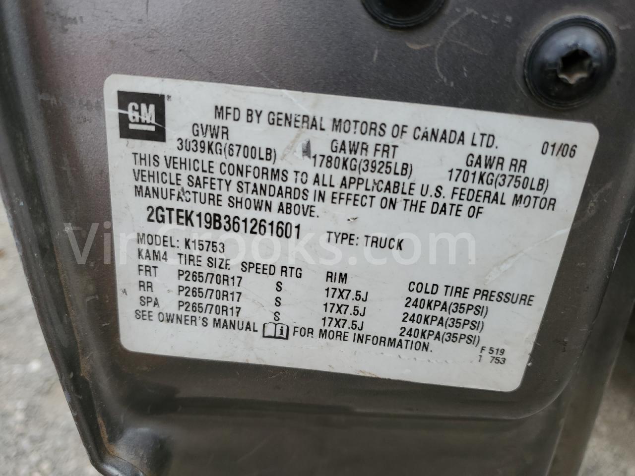 2GTEK19B361261601