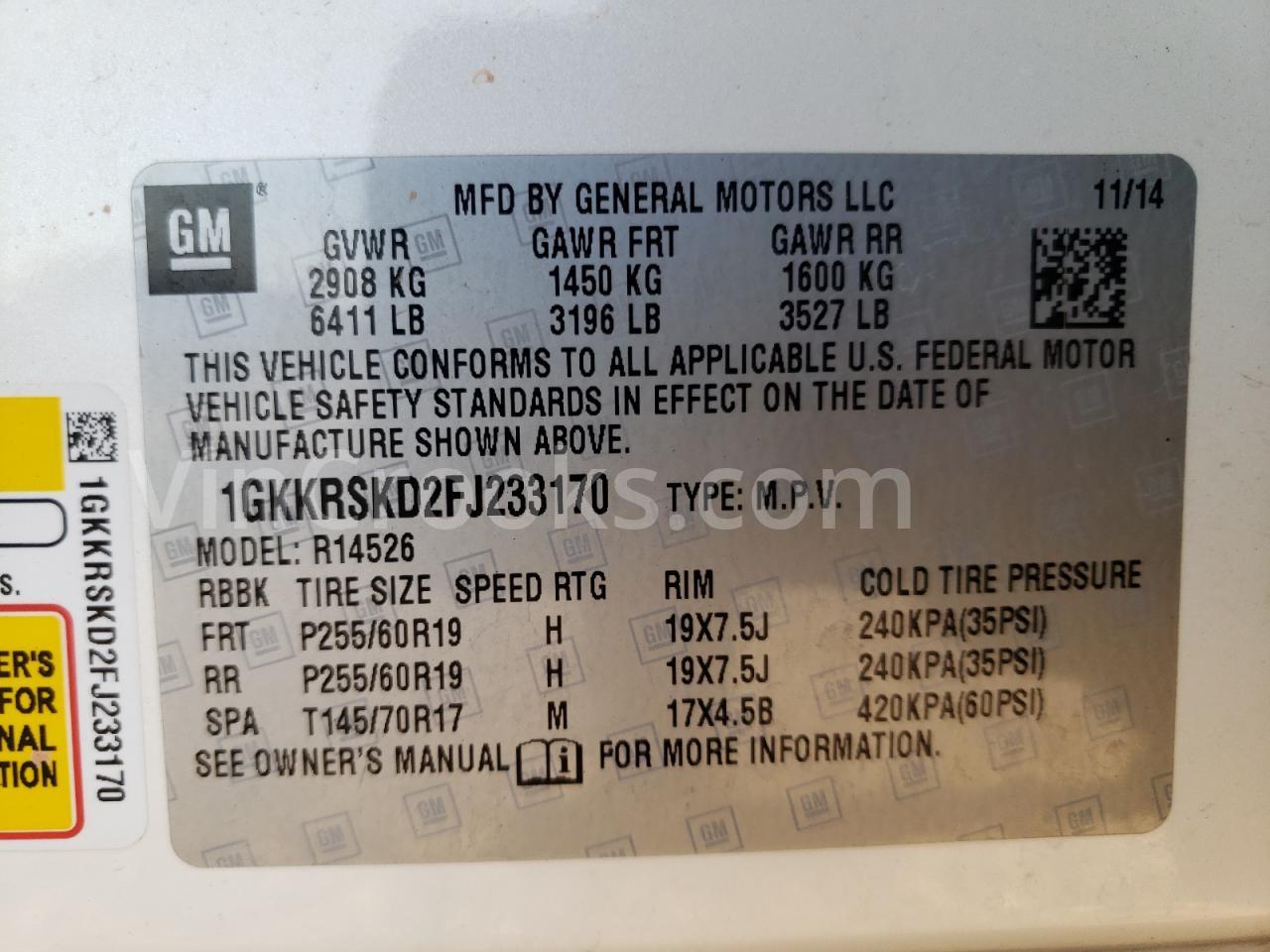 1GKKRSKD2FJ233170