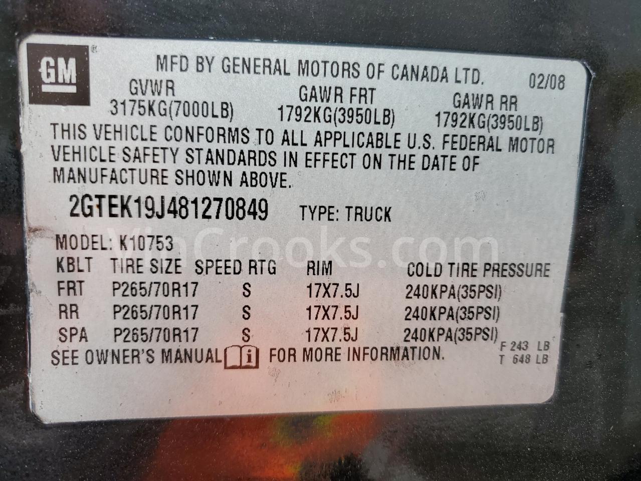 2GTEK19J481270849