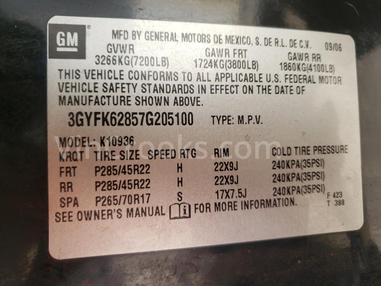 3GYFK62857G205100