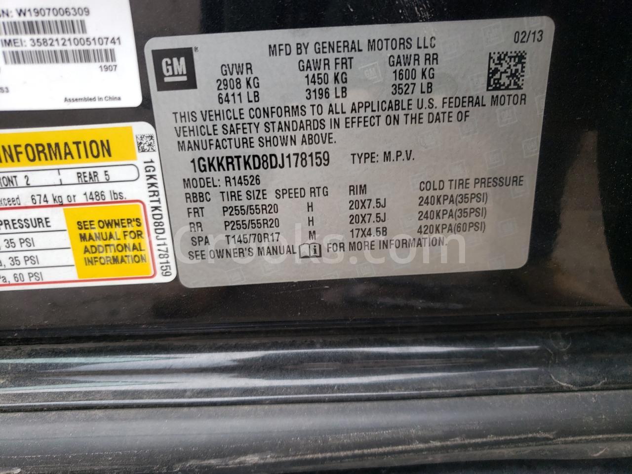 1GKKRTKD8DJ178159
