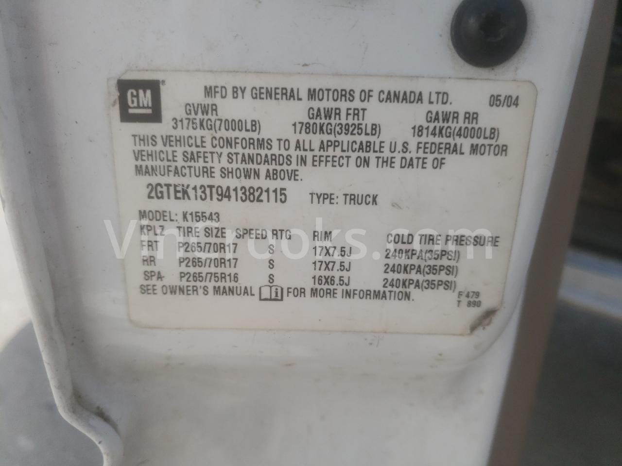 2GTEK13T941382115