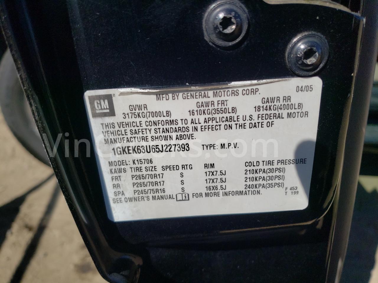1GKEK63U65J227393