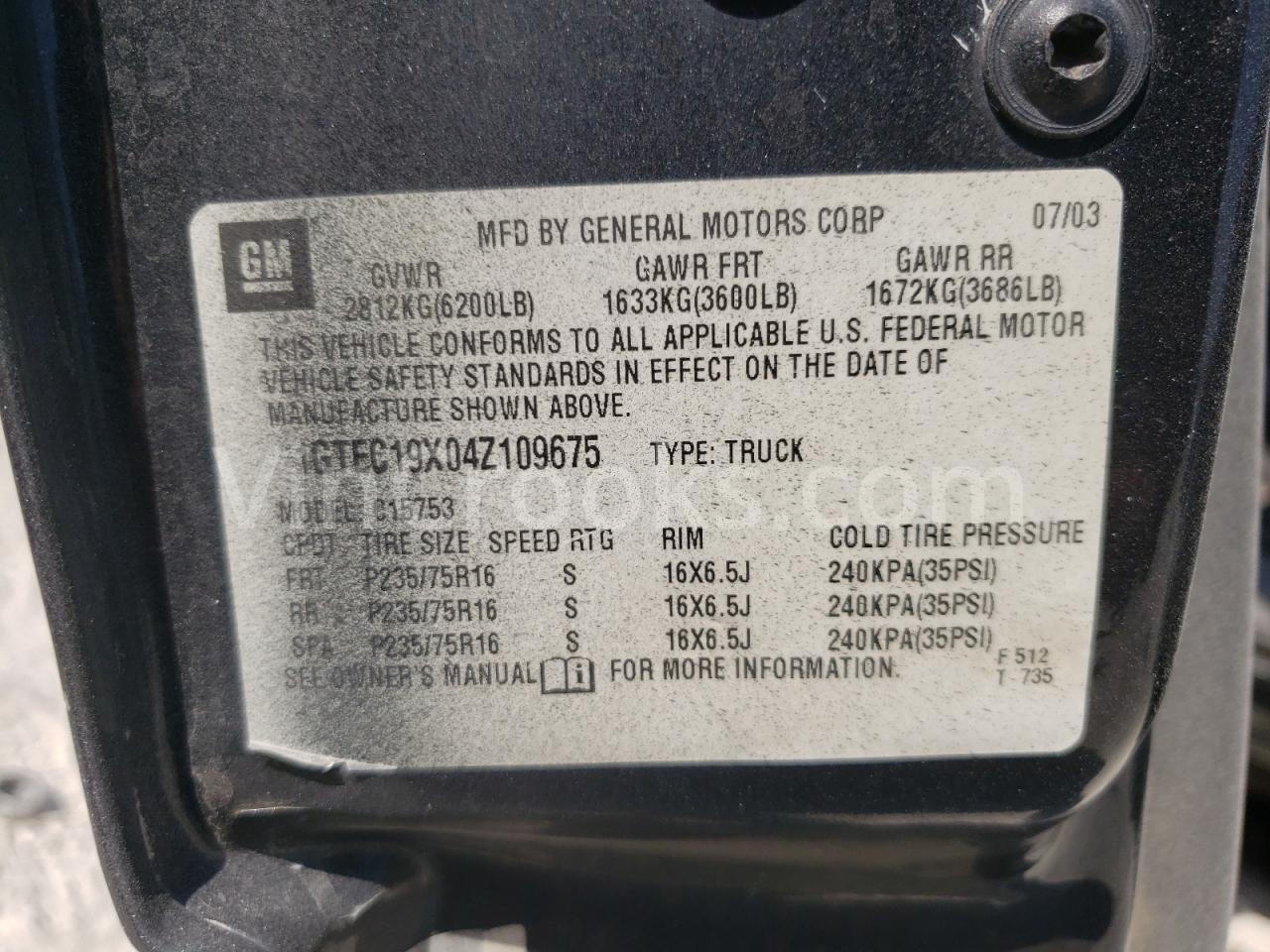 1GTEC19X04Z109675