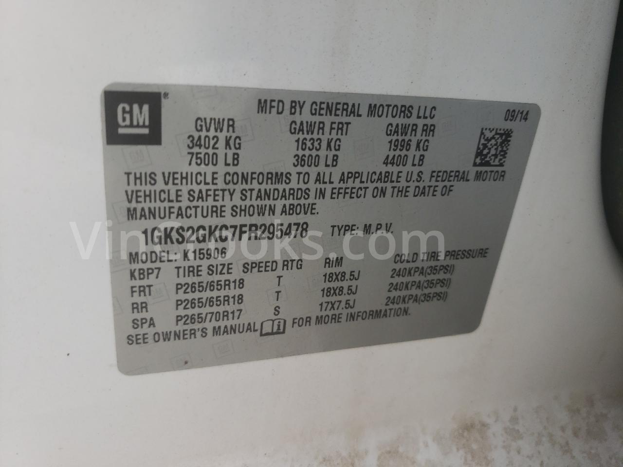 1GKS2GKC7FR295478