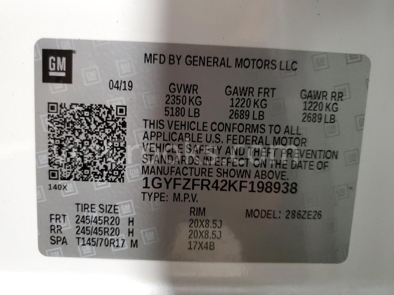 1GYFZFR42KF198938