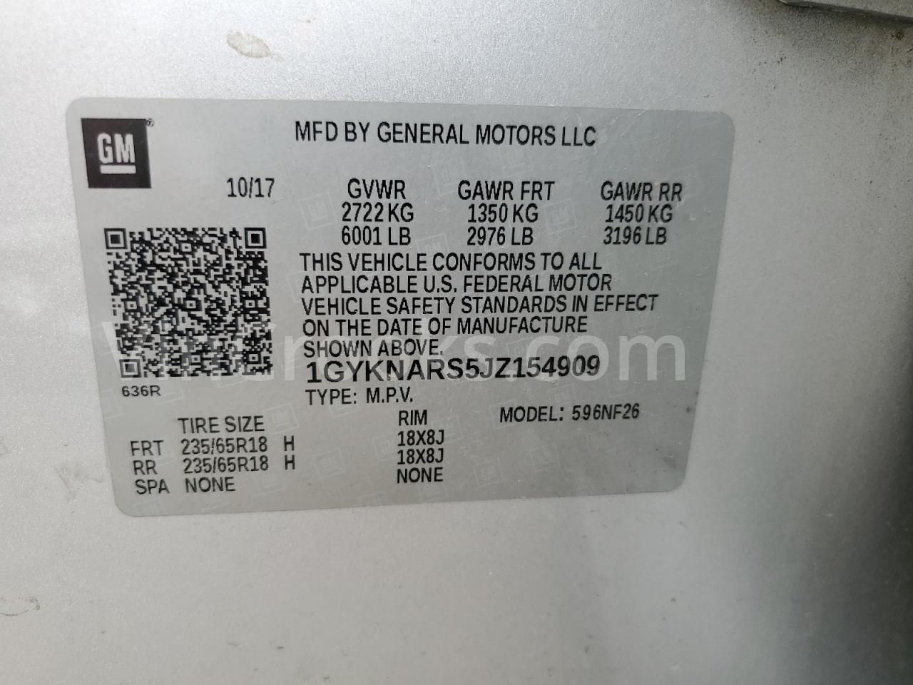 1GYKNARS5JZ154909