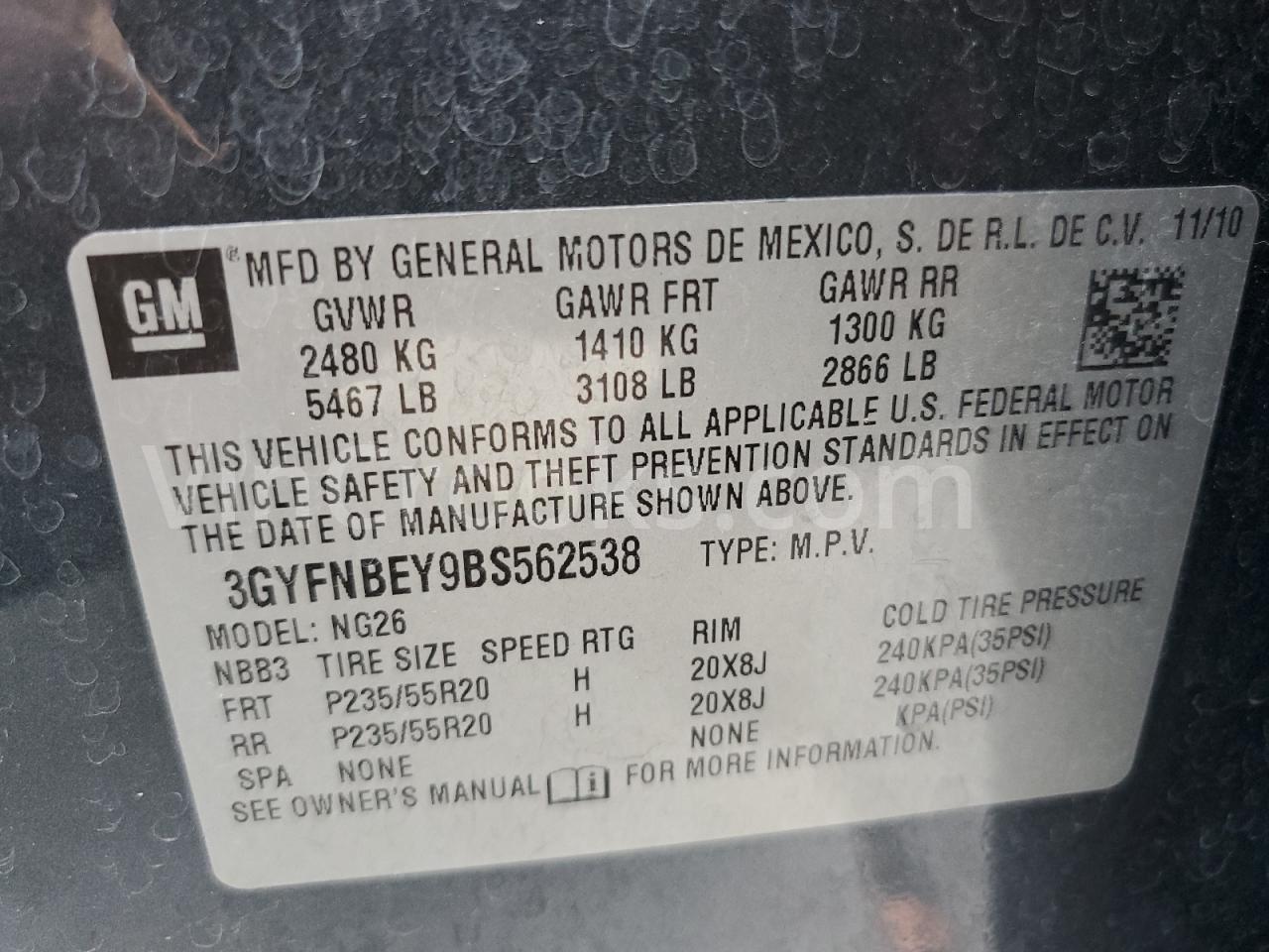 3GYFNBEY9BS562538
