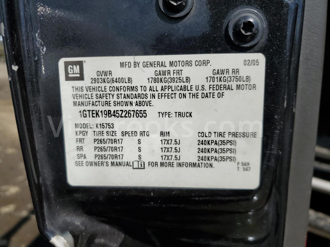 1GTEK19B45Z267655
