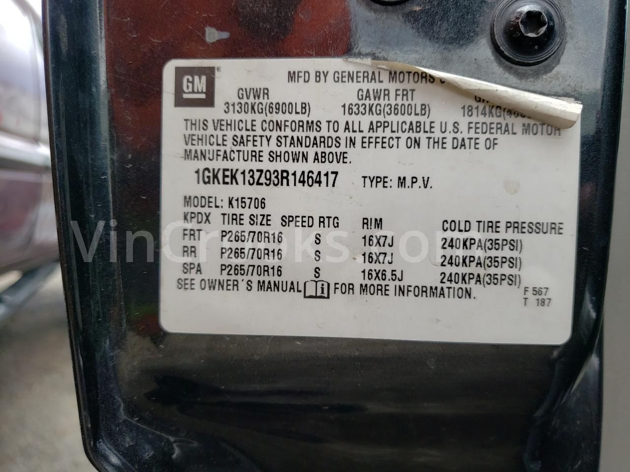1GKEK13Z93R146417