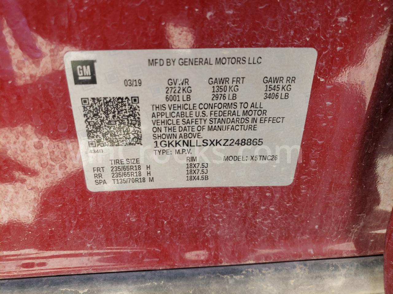 1GKKNLLSXKZ248865