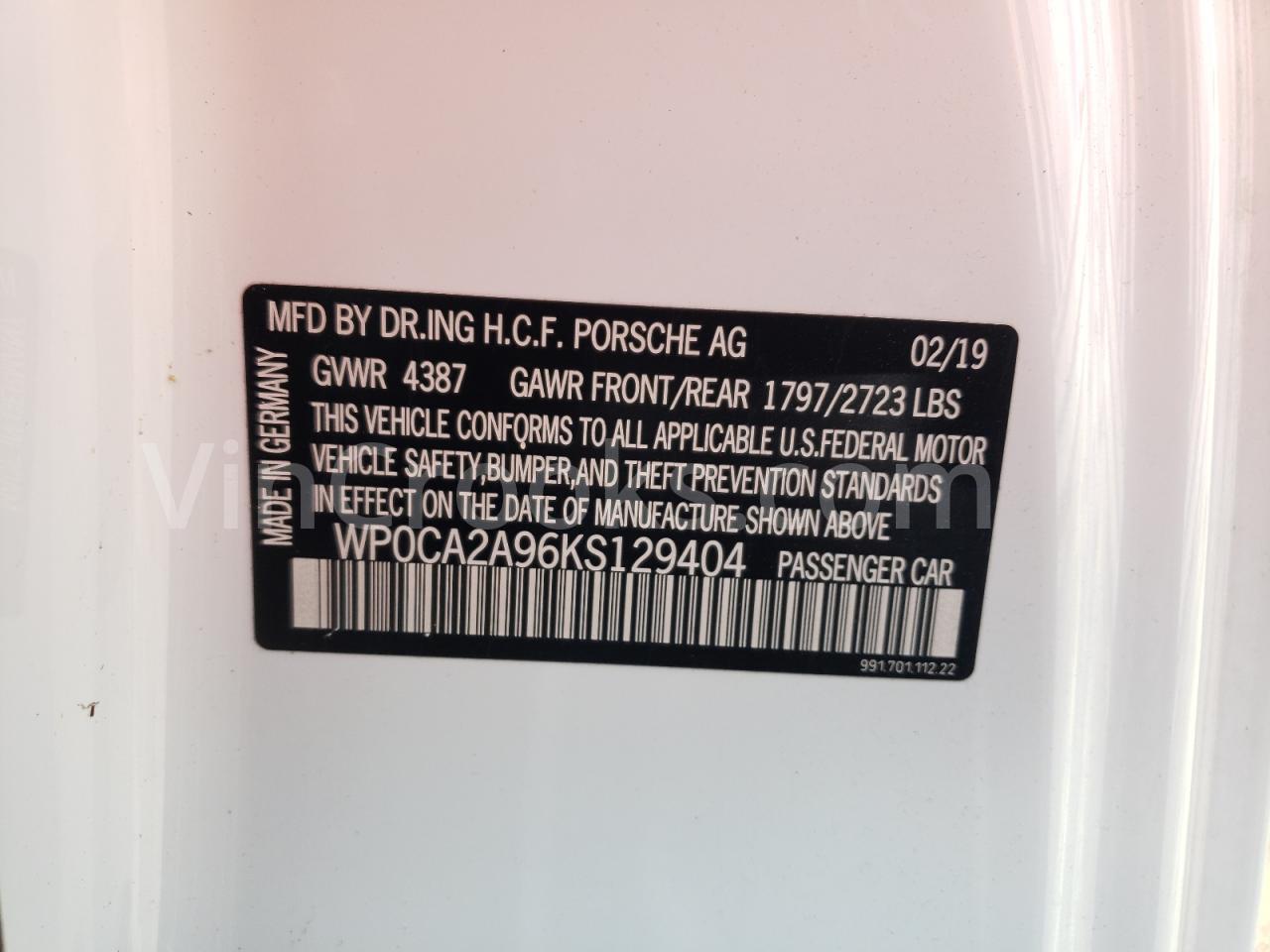 WP0CA2A96KS129404