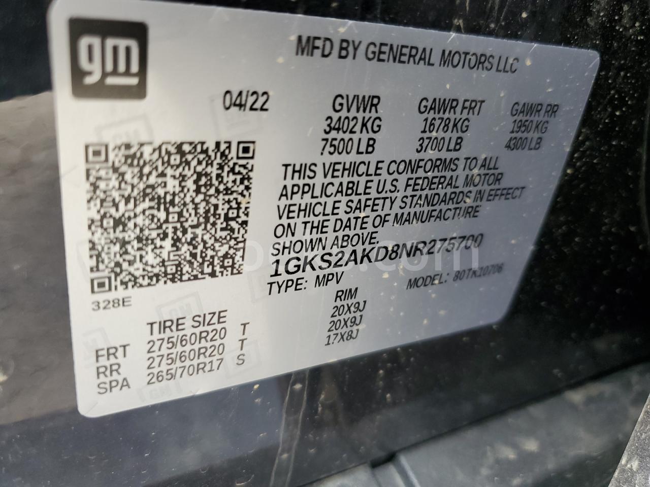 1GKS2AKD8NR275700