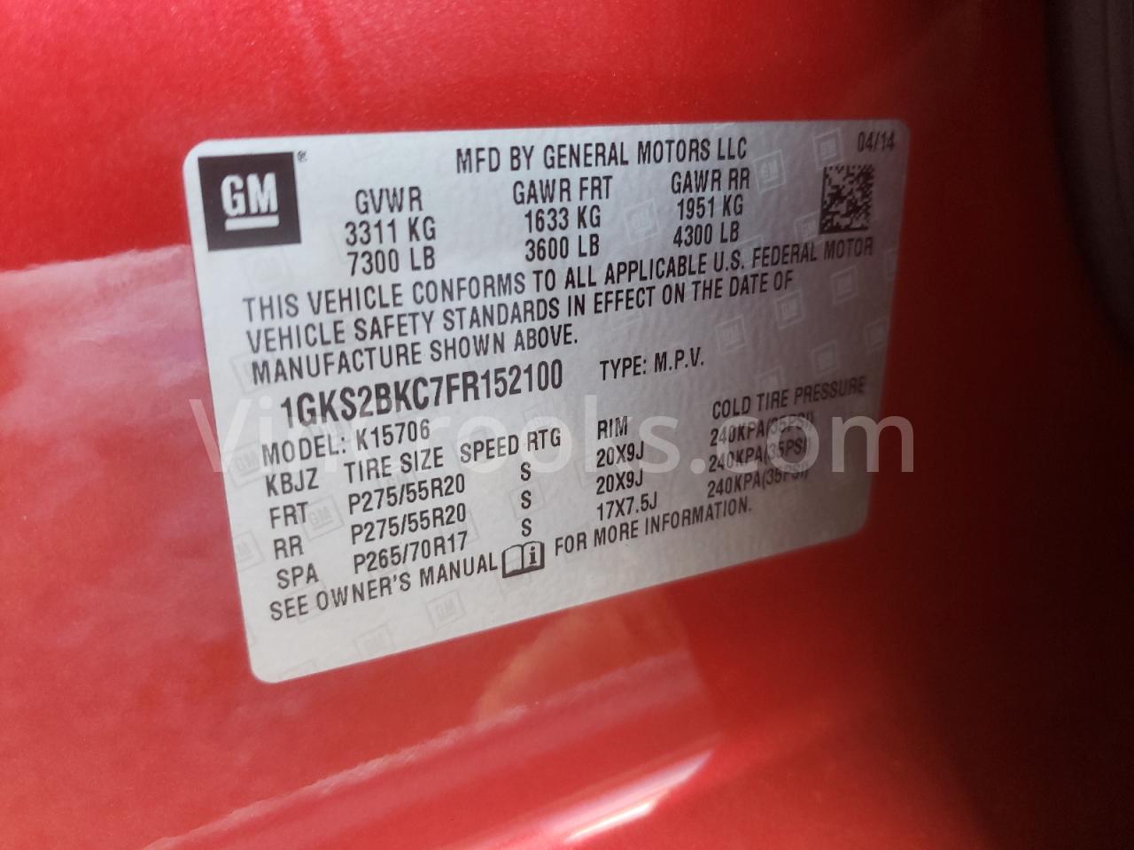 1GKS2BKC7FR152100