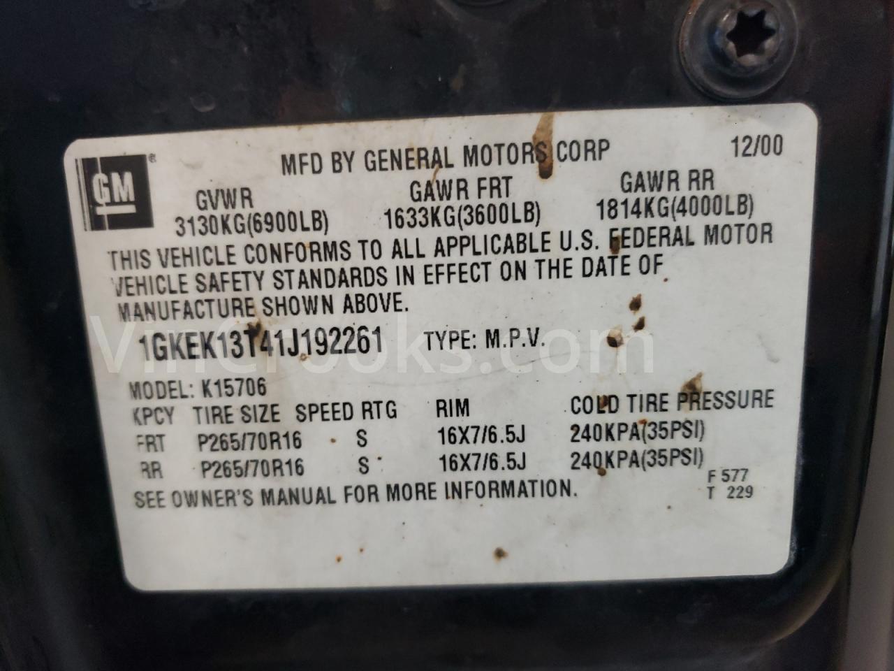 1GKEK13T41J192261