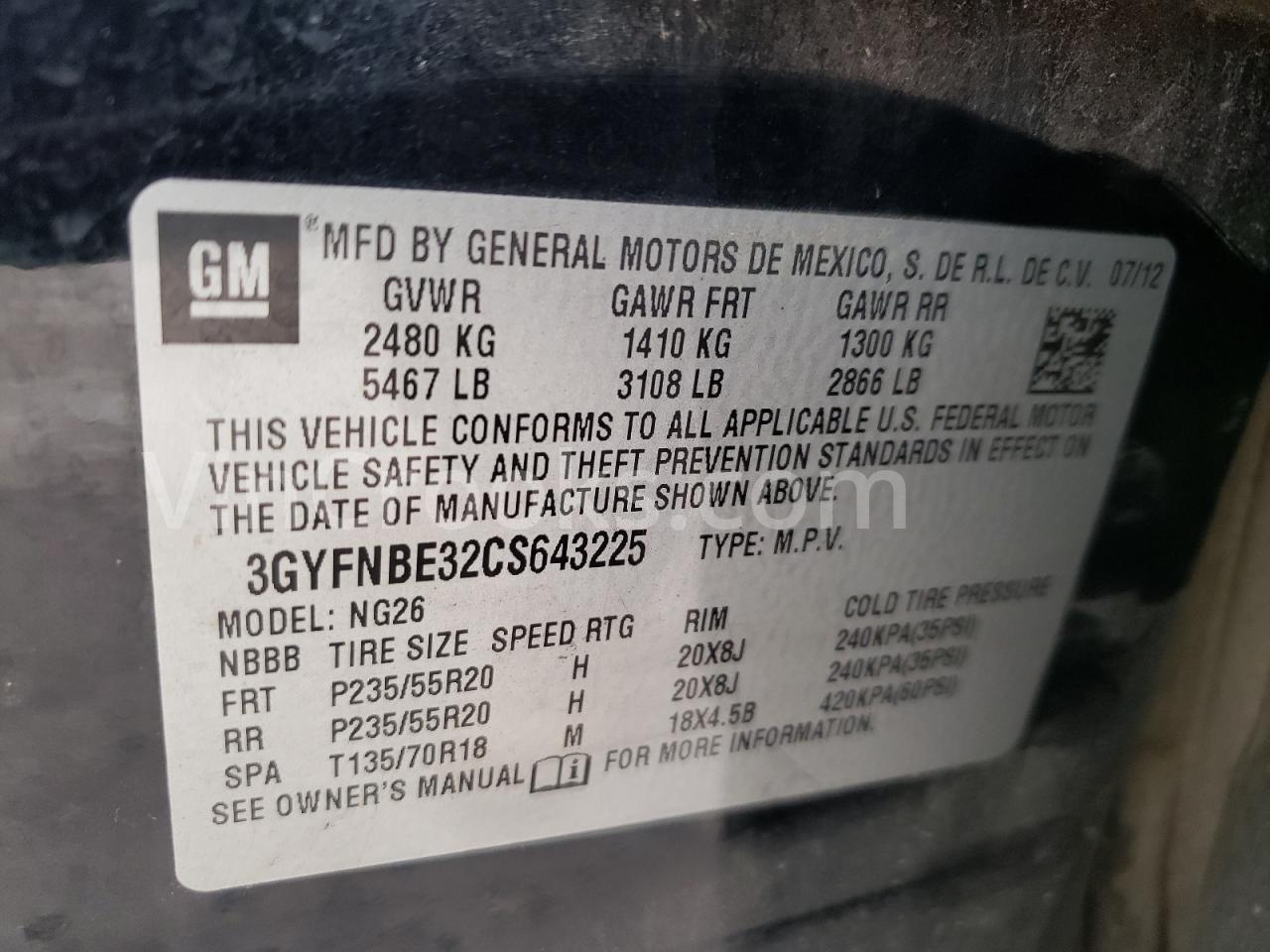 3GYFNBE32CS643225