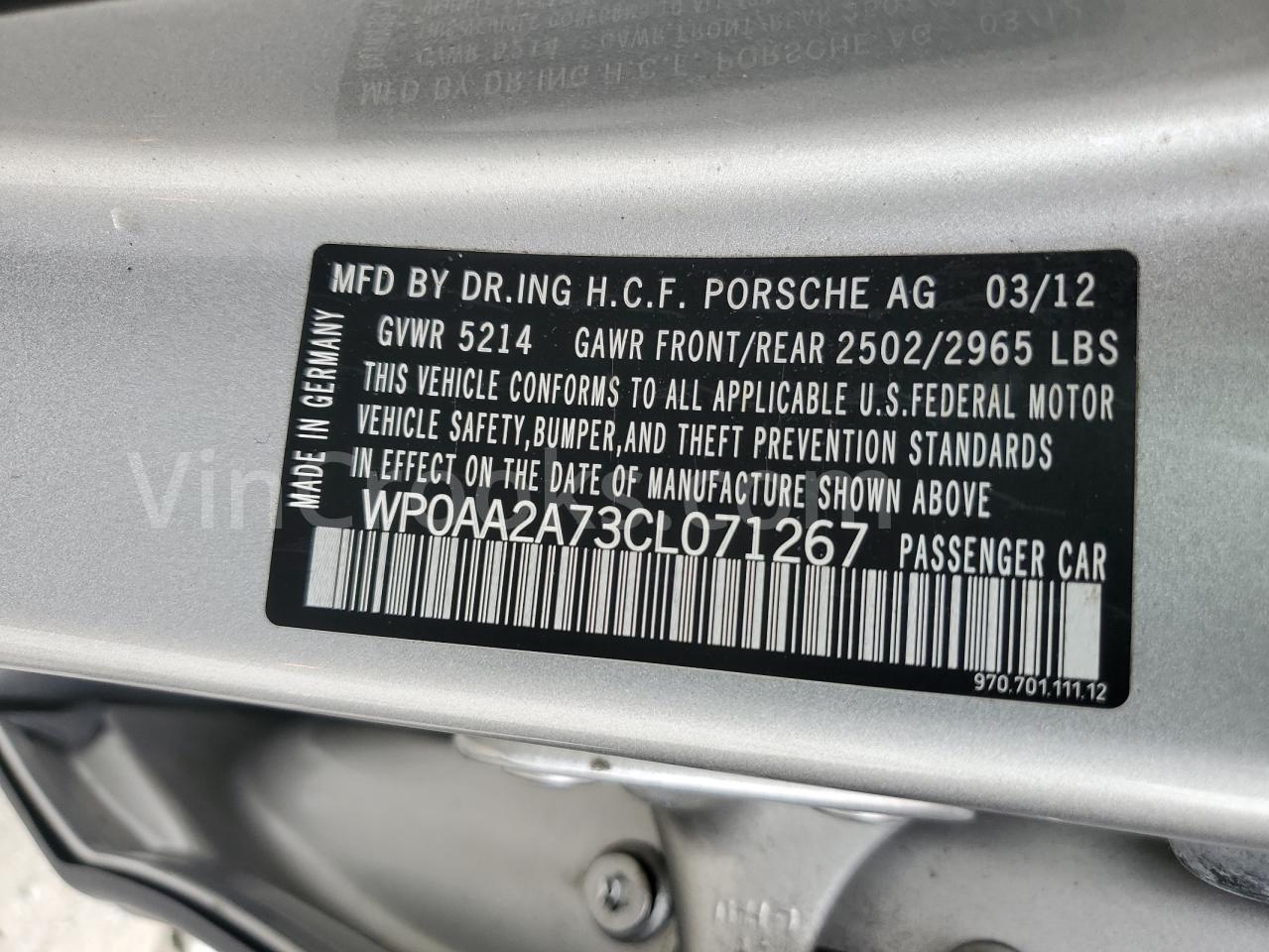 WP0AA2A73CL071267