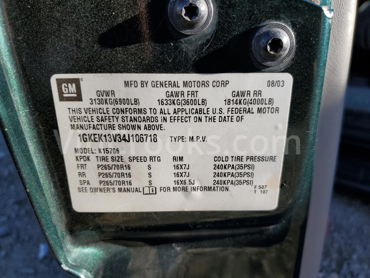 1GKEK13V34J106718