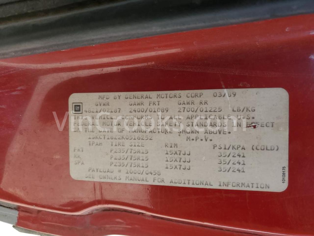 1GKCT18Z2K0516252